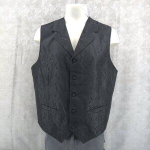 Scully Vest Mens XL Black Paisley Jacquard Waistcoat Western Cowboy Notch Formal